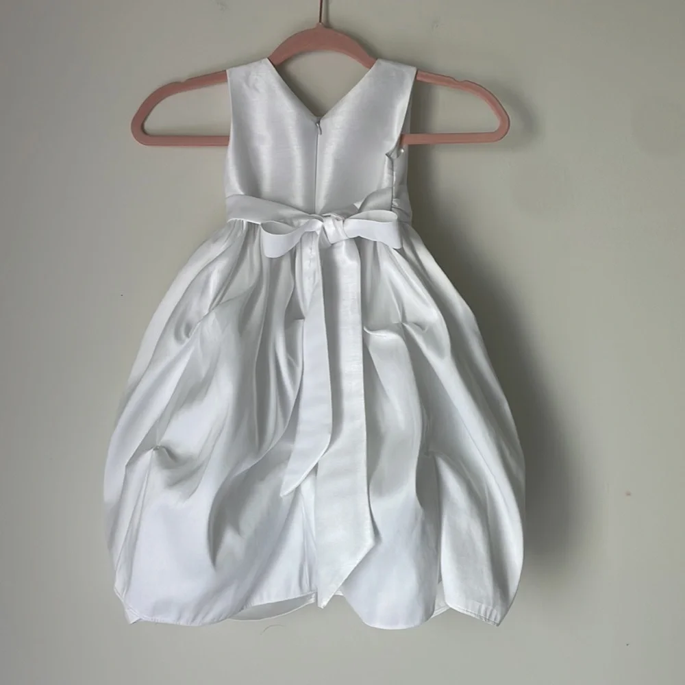 Cinderella White Satin Flower Accent Formal Dress